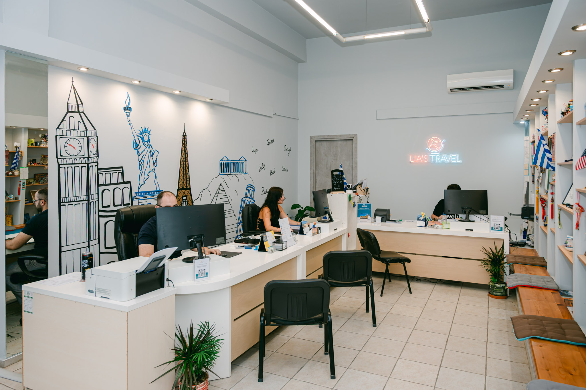 Inside the Lia’s Travel office in Kiato